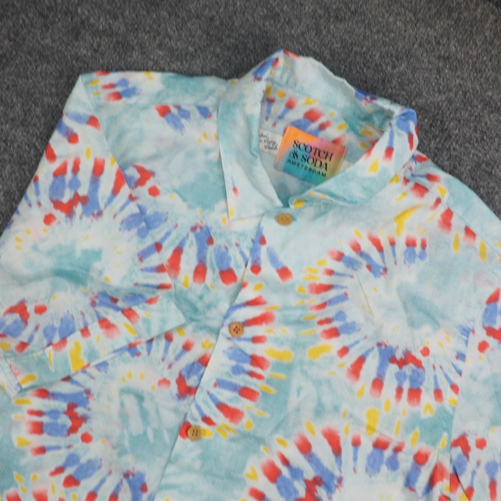 Scotch & Soda Shirt Mens Small Tie Dye Blue Red Yellow Summer Festival Boho